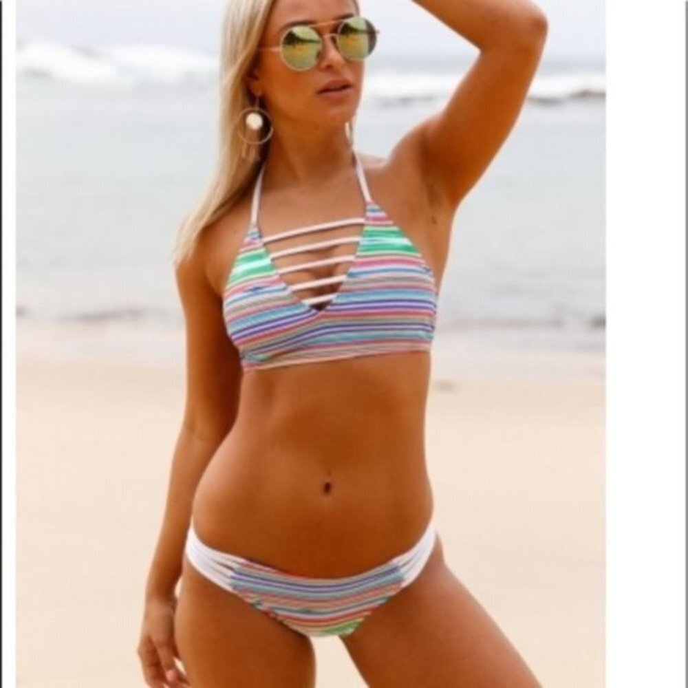 Boutique Sexy Colorful Stripped Banded Push-up & Padded Bikini